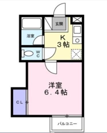 シティーハイツ フリージアB棟(1K/1階)の間取り写真