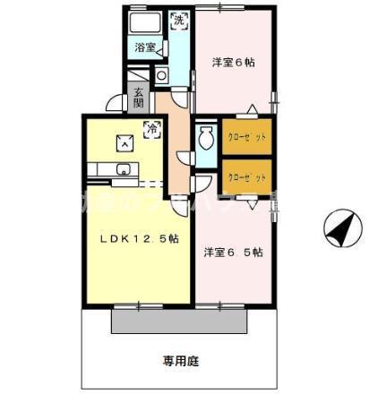 ウィルモア蔵子 D(2LDK/1階)の間取り写真