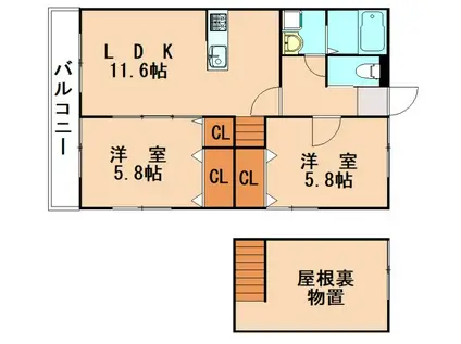 カーサグランデ(2LDK/2階)の間取り写真