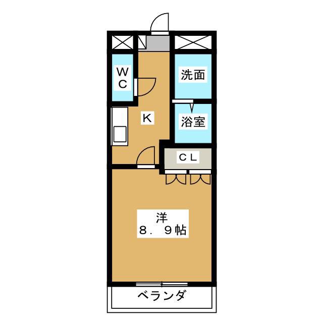 グランドシースカイ(1K/2階)の間取り写真