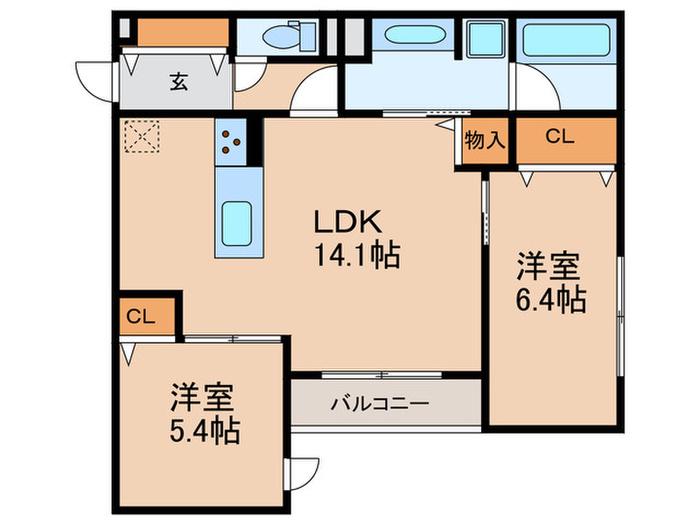 クラシスト瑞光(2LDK/2階)の間取り写真