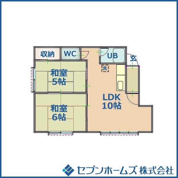 かたひらハイツ(2LDK/2階)の間取り写真
