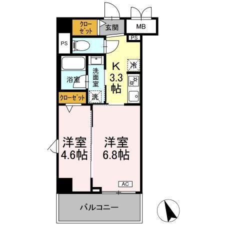 ヴィラ トルチュ東刈谷(2K/2階)の間取り写真