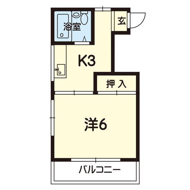 フェリーチェ九品寺(1K/3階)の間取り写真