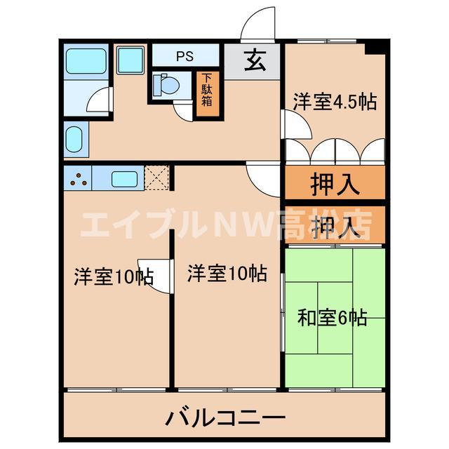 ダイアパレス丸の内(3LDK/9階)の間取り写真