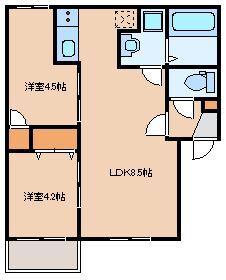 LUANA姪浜(2LDK/1階)の間取り写真
