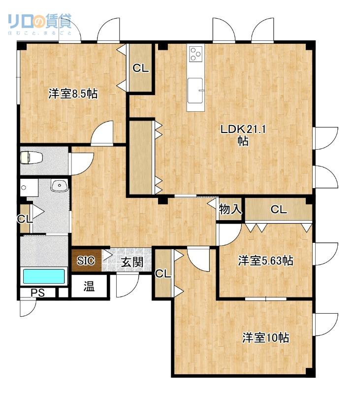 YOSHIMOTOビル(3LDK/3階)の間取り写真