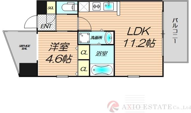 プレジオ十三(1LDK/14階)の間取り写真
