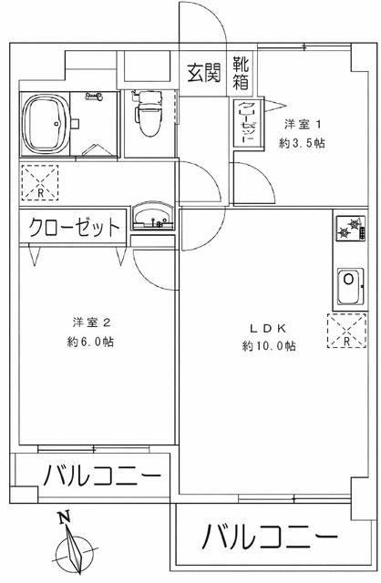 コーヅ大崎ハイツ(2LDK/2階)の間取り写真
