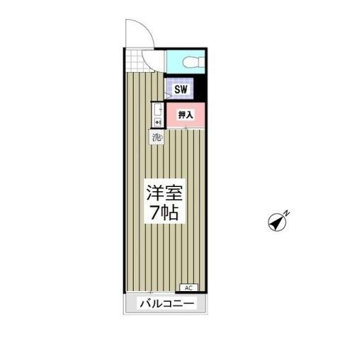 スリーパインズ(ワンルーム/1階)の間取り写真