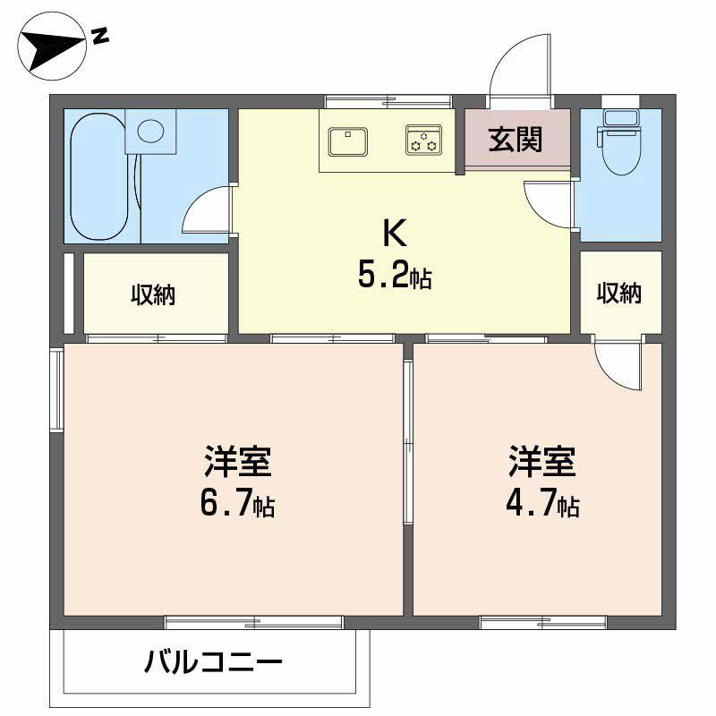 コーポサンライズ(2K/1階)の間取り写真