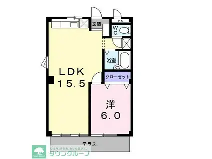 パールハイムさくま(1LDK/1階)の間取り写真
