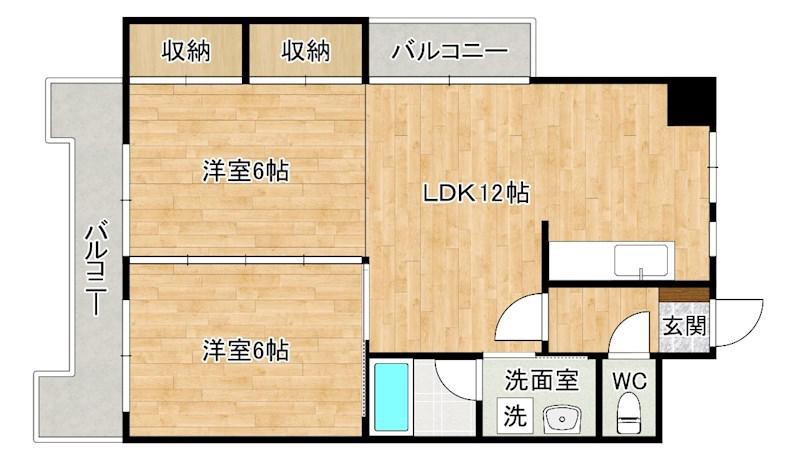 アルシュ北方(2LDK/2階)の間取り写真