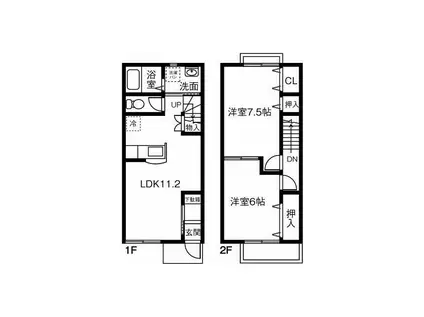 PRENDRE I(2LDK/1階)の間取り写真