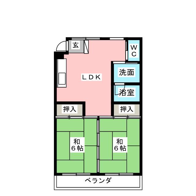 和洋第一ビル(2DK/2階)の間取り写真