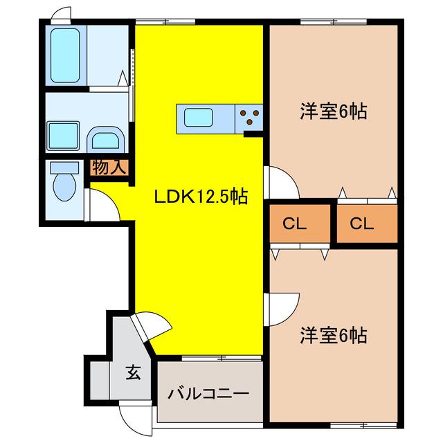 ドリームフォレスト北島(2LDK/1階)の間取り写真