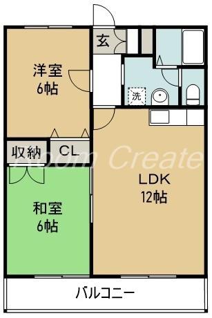 エクセレントフレア(2LDK/2階)の間取り写真