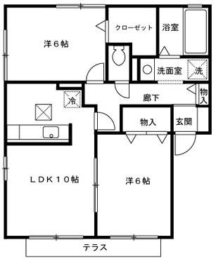 グレイス田上(2LDK/1階)の間取り写真