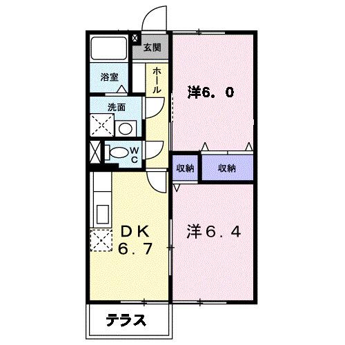 メゾン掛樋(2DK/1階)の間取り写真