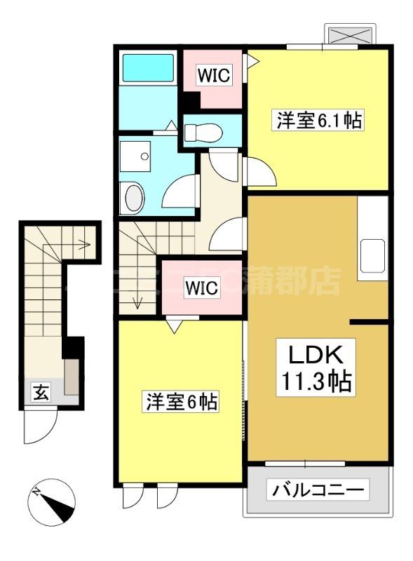 ジャックフィールド(2LDK/2階)の間取り写真