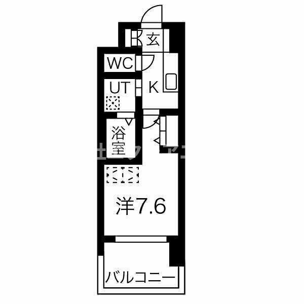 CUORE(1K/9階)の間取り写真