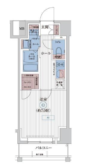 エステムコート亀戸東京イースト(1K/13階)の間取り写真