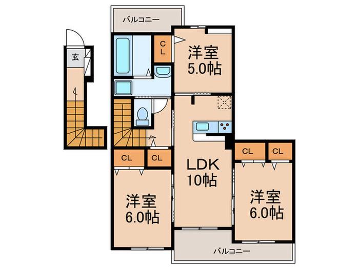 エステブリッサ青谷(3LDK/2階)の間取り写真