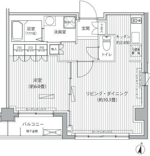 ヒューリックレジデンス茗荷谷(1LDK/2階)の間取り写真
