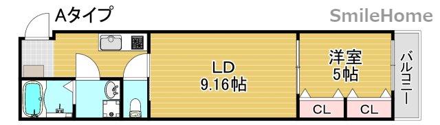 MARK VILLA安立(1LDK/2階)の間取り写真