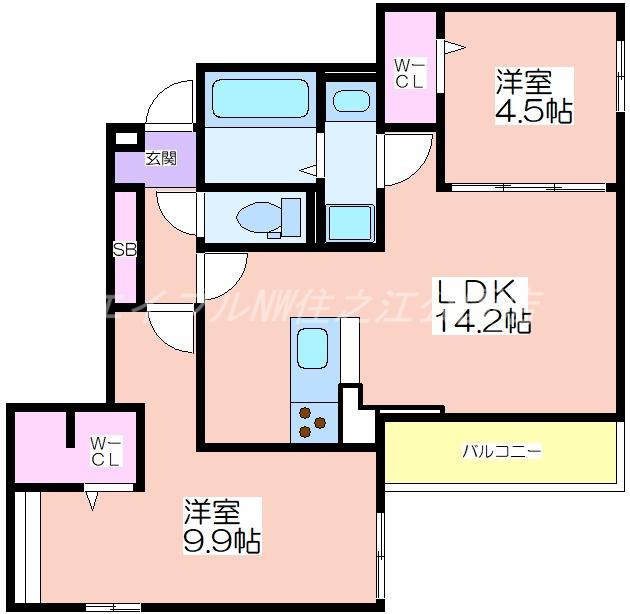 エトワールK(2LDK/3階)の間取り写真