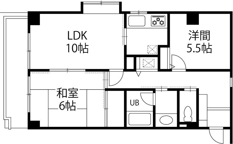 ヴァンベール川口(2LDK/1階)の間取り写真
