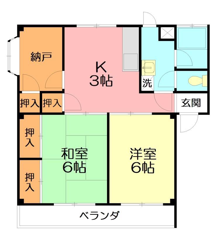 木の宮マンション(2SDK/3階)の間取り写真