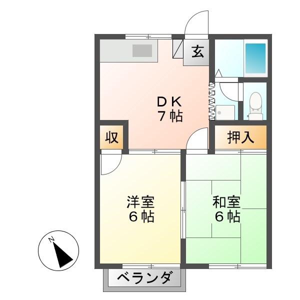 グリーンハイツ坂本(2DK/2階)の間取り写真