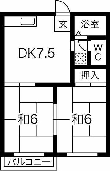 フォーブル貴船(2DK/2階)の間取り写真