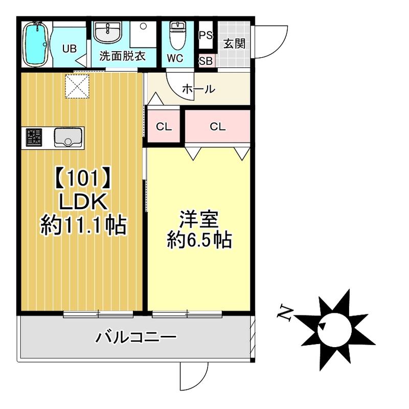 LCLASS亀岡(1LDK/1階)の間取り写真