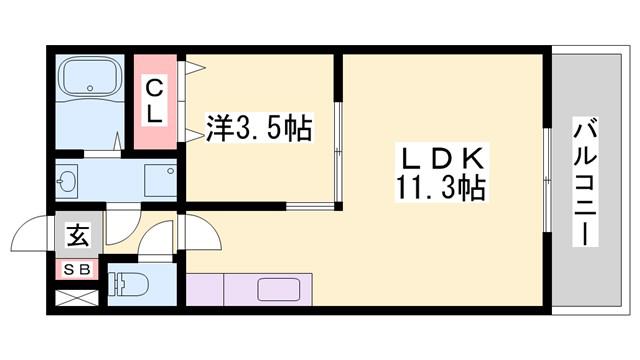 グランピア姫路(1LDK/3階)の間取り写真
