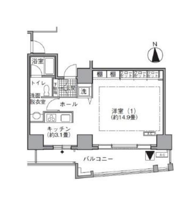 アクティ汐留(1K/4階)の間取り写真