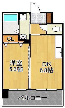 フェルト127(1DK/14階)の間取り写真