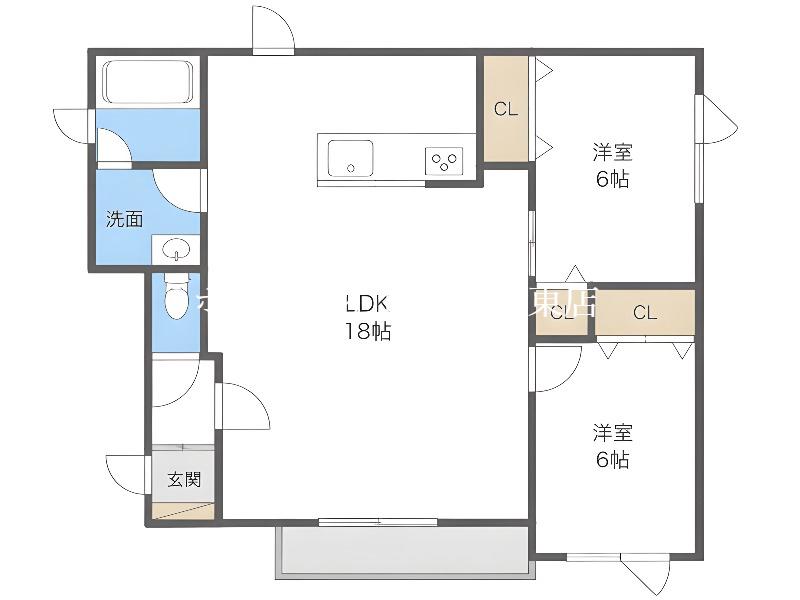 ブラン ノーブル(2LDK/2階)の間取り写真