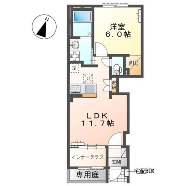 サンプレスII(1LDK/1階)の間取り写真