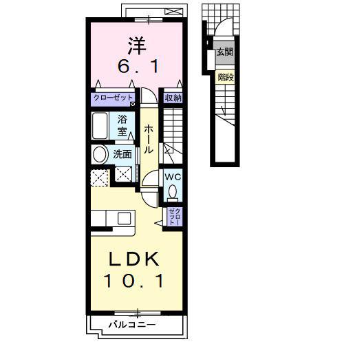アルファヴィル(1LDK/2階)の間取り写真