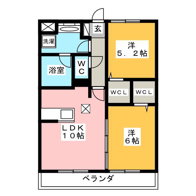 CIELOGRANDE(2LDK/1階)の間取り写真
