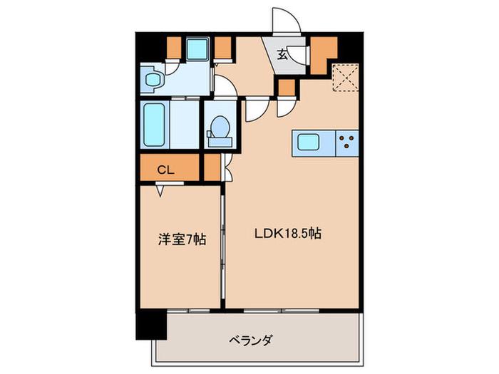 S-RESIDENCE大手門AWESOME(1LDK/4階)の間取り写真
