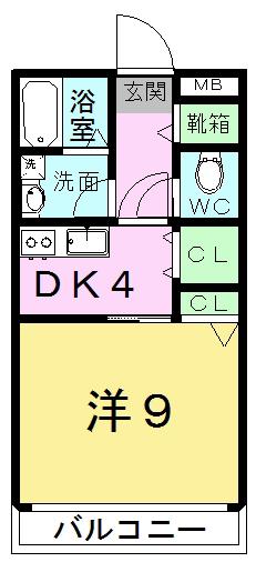 グリーンピアヤマトII(1DK/2階)の間取り写真