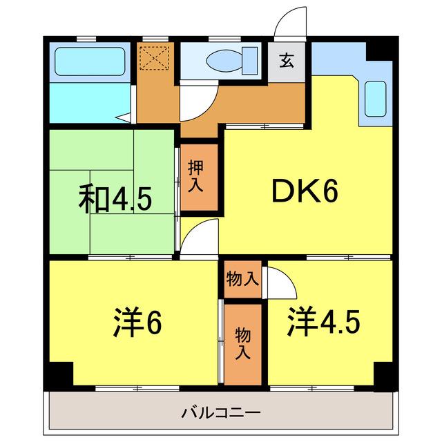 グリーンハイツ(3DK/4階)の間取り写真