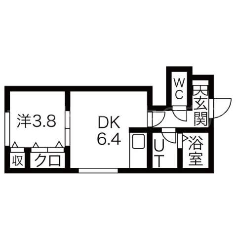 ラフレーズN34 イースト(1DK/2階)の間取り写真