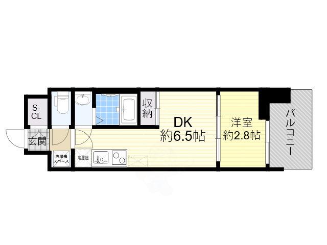 セレニテ難波グランデノール(1DK/15階)の間取り写真