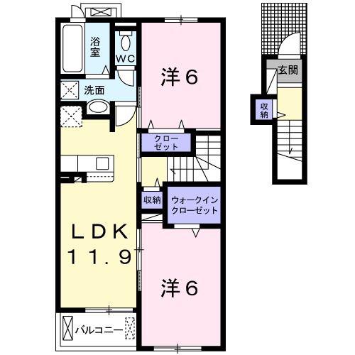 リンドール(2LDK/2階)の間取り写真