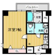 キューブコート(1K/2階)の間取り写真