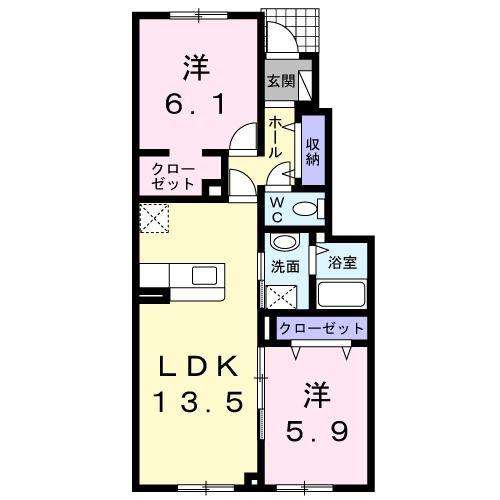 ルモンドブル(2LDK/1階)の間取り写真